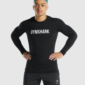 Gymshark Men's Size M Black Apollo Long Sleeve Performance Short Sleeve Top